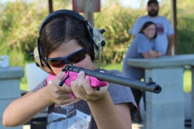 Aren't kids supposed to shoot little .22 LR single shots, like this Rascal?