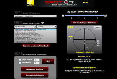 Nikon's Spot On online tool helps map the ballistic drop compensation reticle to your specific rifle and ammo combination.