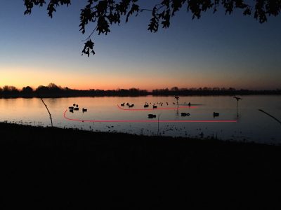 A good spread of decoys will mimic a "J" shape. Ensure there is a landing zone in the middle.