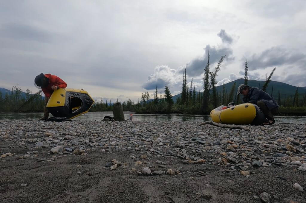 Brayden Wuebbeling and his brother airing up the Kokopelli Rogue R-Decks and getting ready for a day on the Alatna River