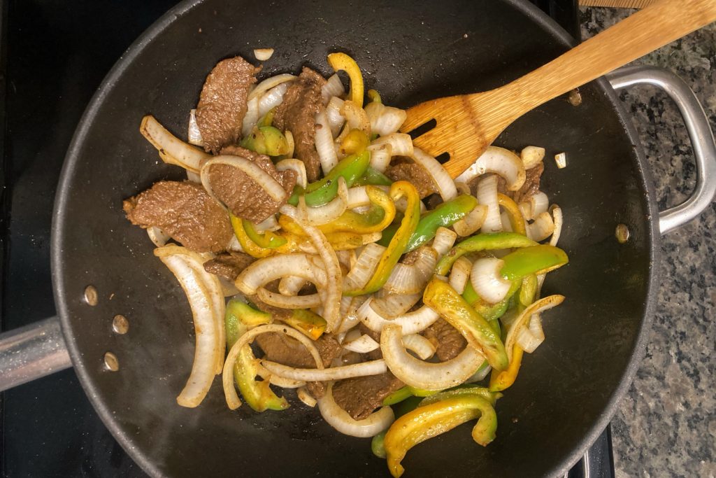 Venison fajitas steak and veggies