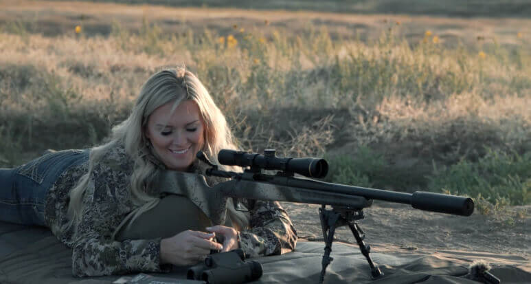 Author shooting the Redline prone